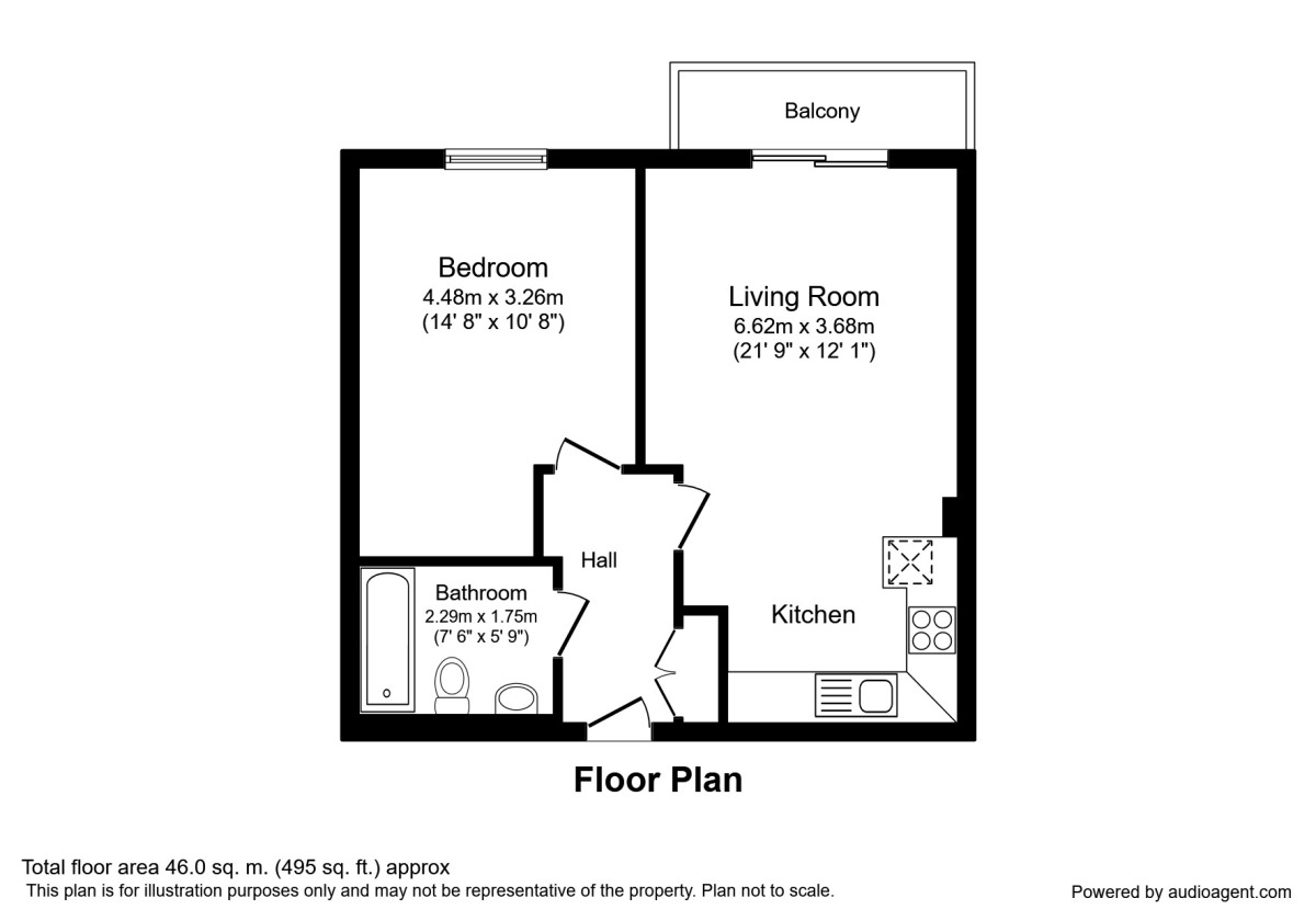 Floorplan of 1 bedroom Flat to rent, Hornbeam Way, Manchester, Greater Manchester, M4