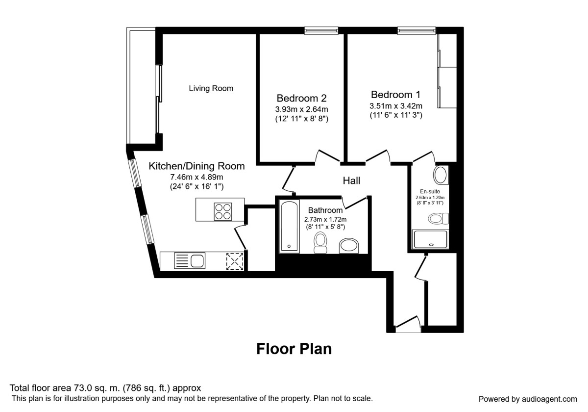 Floorplan of 2 bedroom  Flat to rent, Whitworth Street West, Manchester, M1