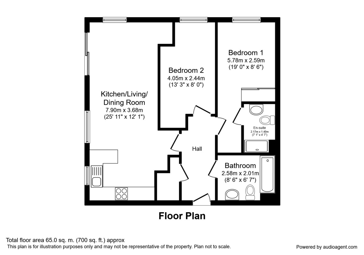 Floorplan of 2 bedroom Flat to rent, The Waterfront, Openshaw, Manchester, M11
