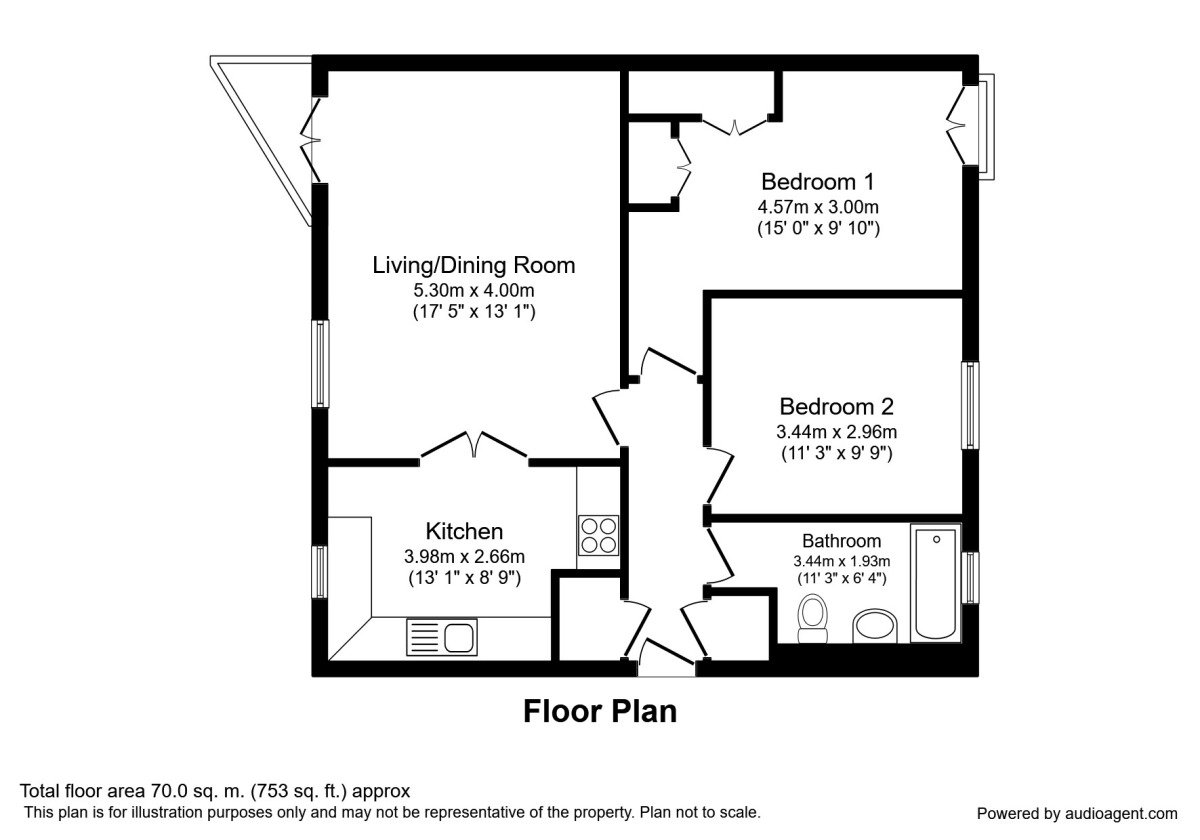 Floorplan of 2 bedroom  Flat to rent, James Brindley Basin, Manchester, M1