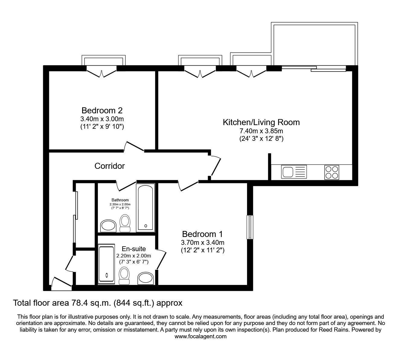 Floorplan of 2 bedroom Flat to rent, Piccadilly Place, Manchester, Greater Manchester, M1