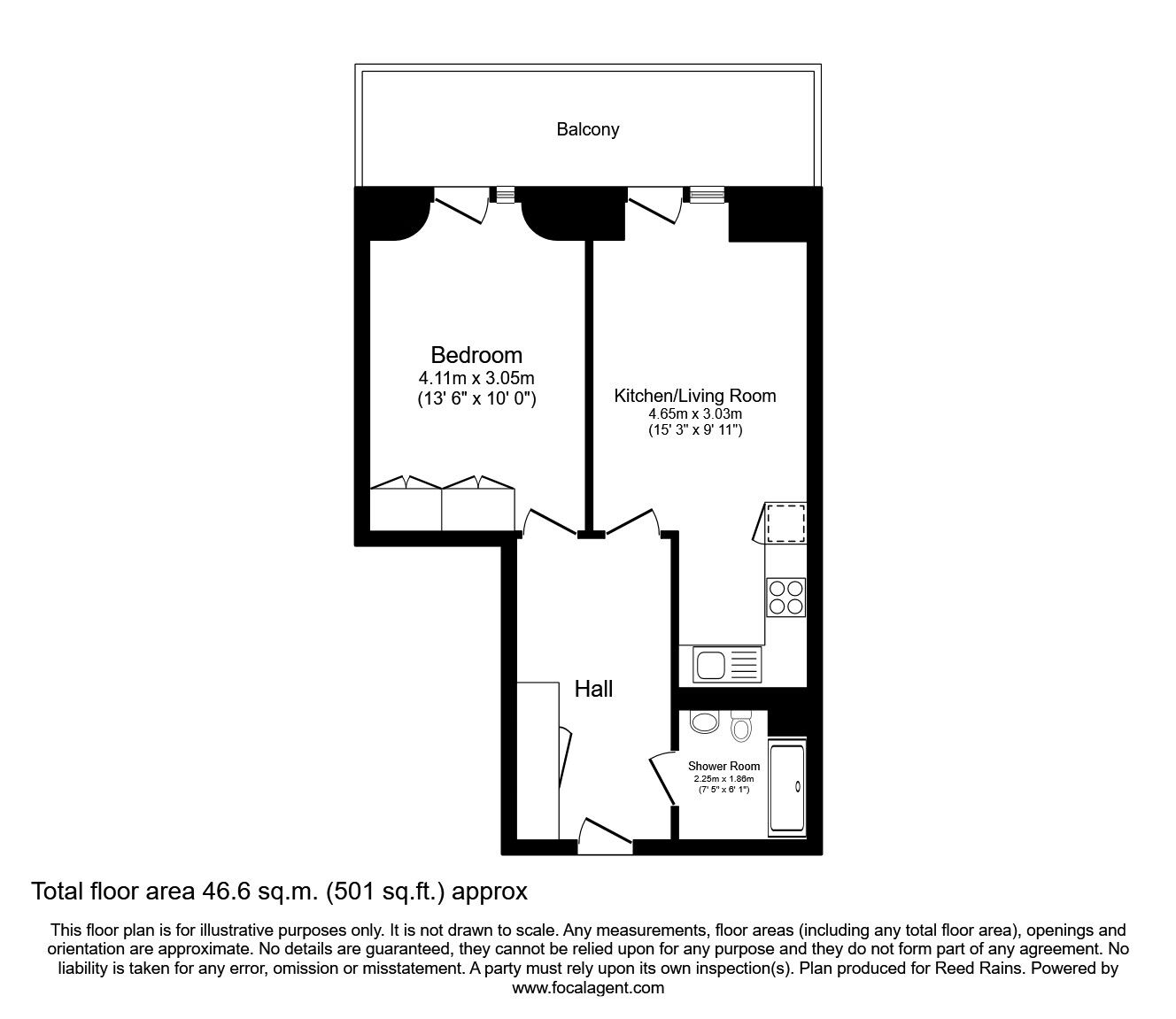 Floorplan of 1 bedroom  Flat to rent, Cambridge Street, Manchester, M1