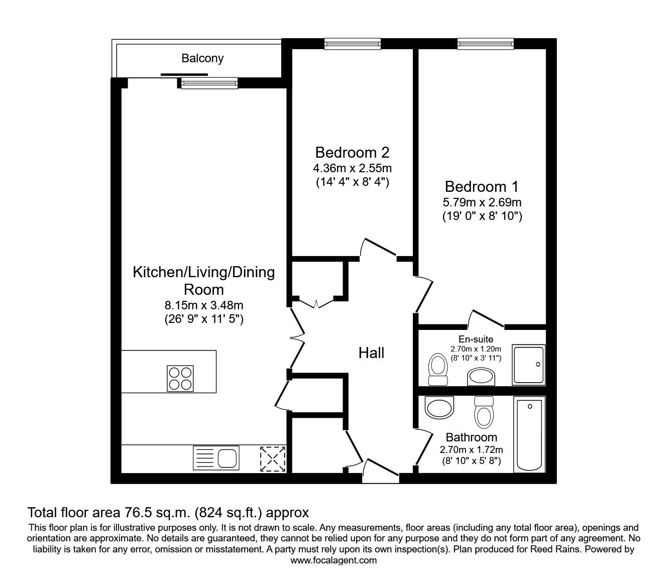 Floorplan of 2 bedroom  Flat to rent, The Hacienda, 11-15 Whitworth Street West, Greater Manchester, M1