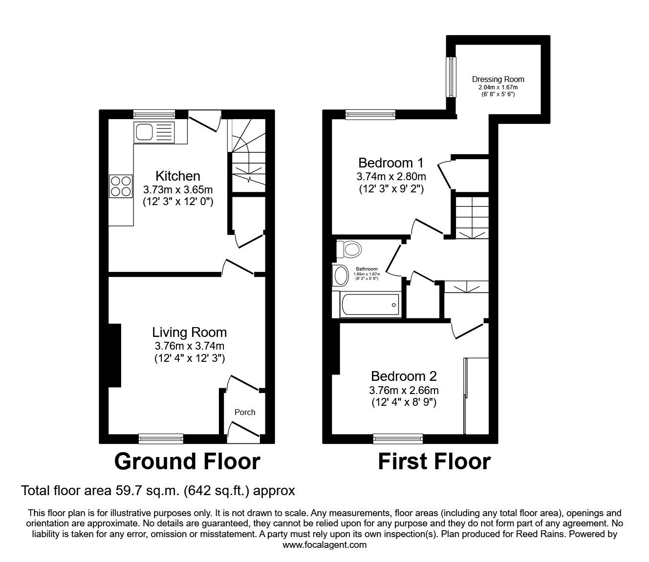 Floorplan of 2 bedroom Mid Terrace House to rent, Evans Street, Salford, M3