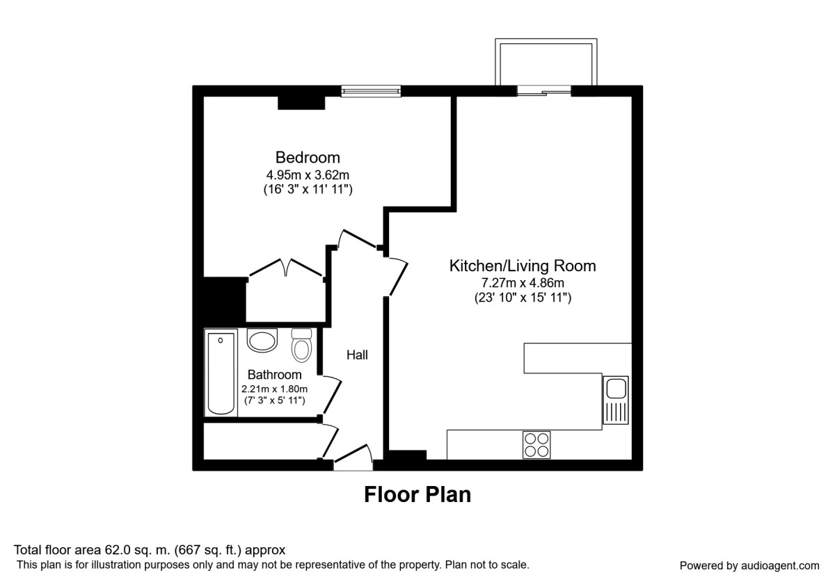 Floorplan of 1 bedroom  Flat to rent, Whitworth Street West, Manchester, Greater Manchester, M1