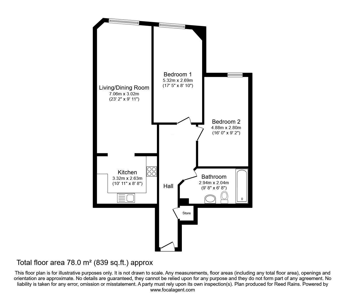 Floorplan of 2 bedroom Flat to rent, Princess Street, Manchester, Greater Manchester, M1