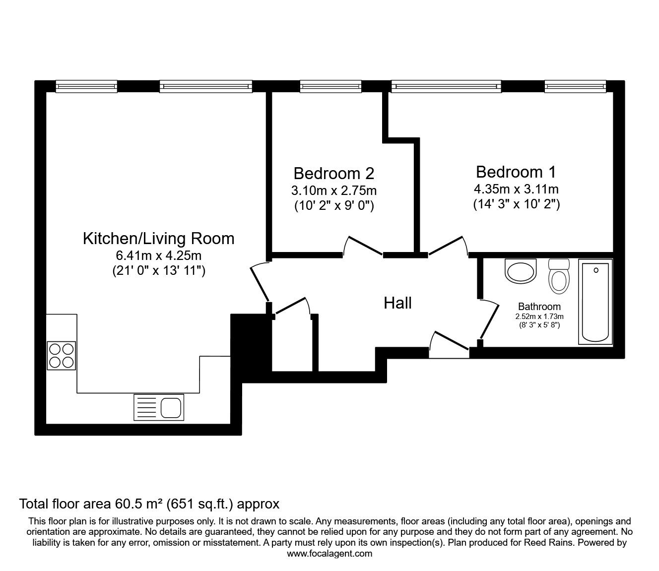 Floorplan of 2 bedroom Flat to rent, Victoria Bridge Street, Salford, M3
