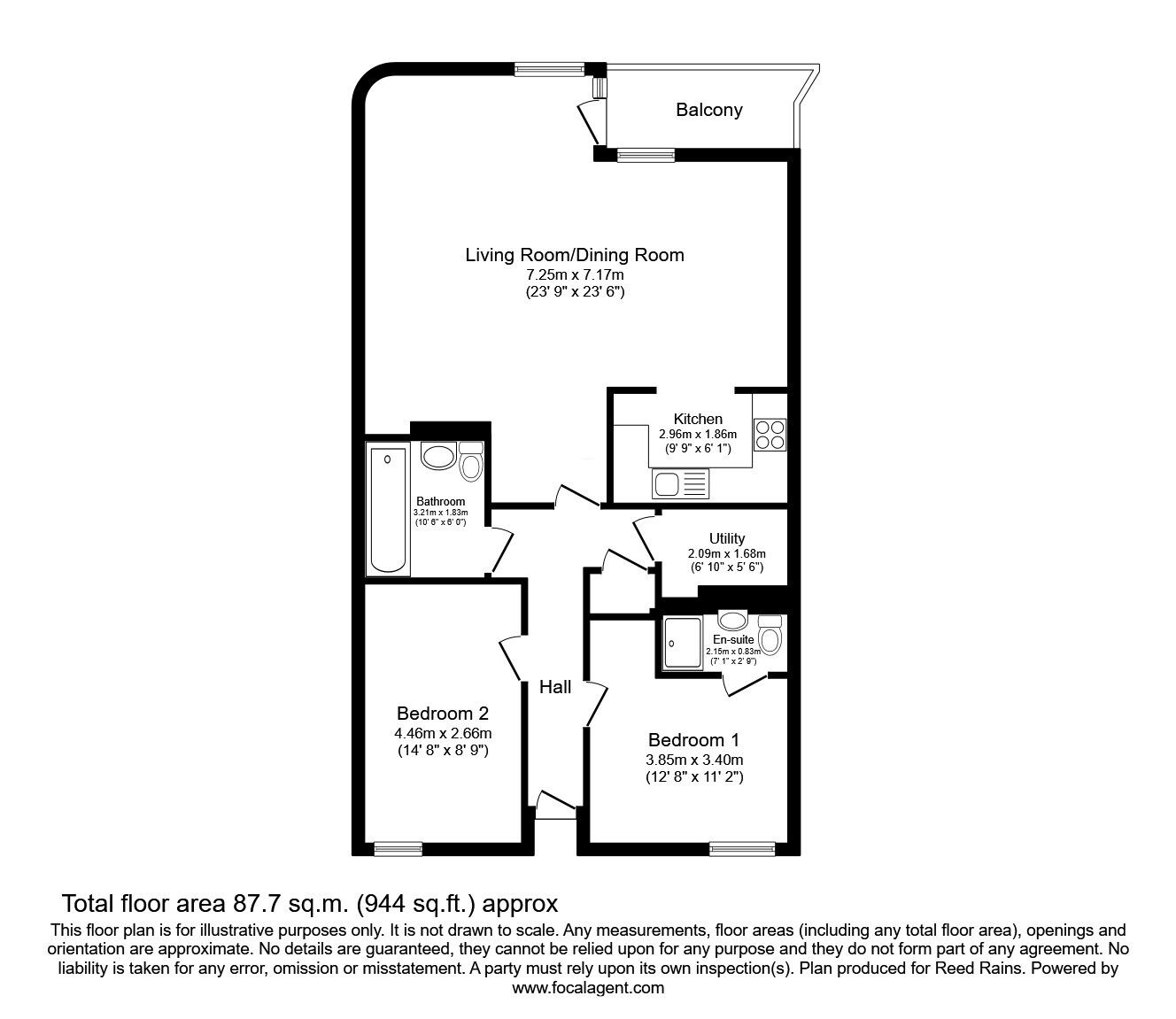 Floorplan of 2 bedroom  Flat to rent, Whitworth Street West, Manchester, Greater Manchester, M1
