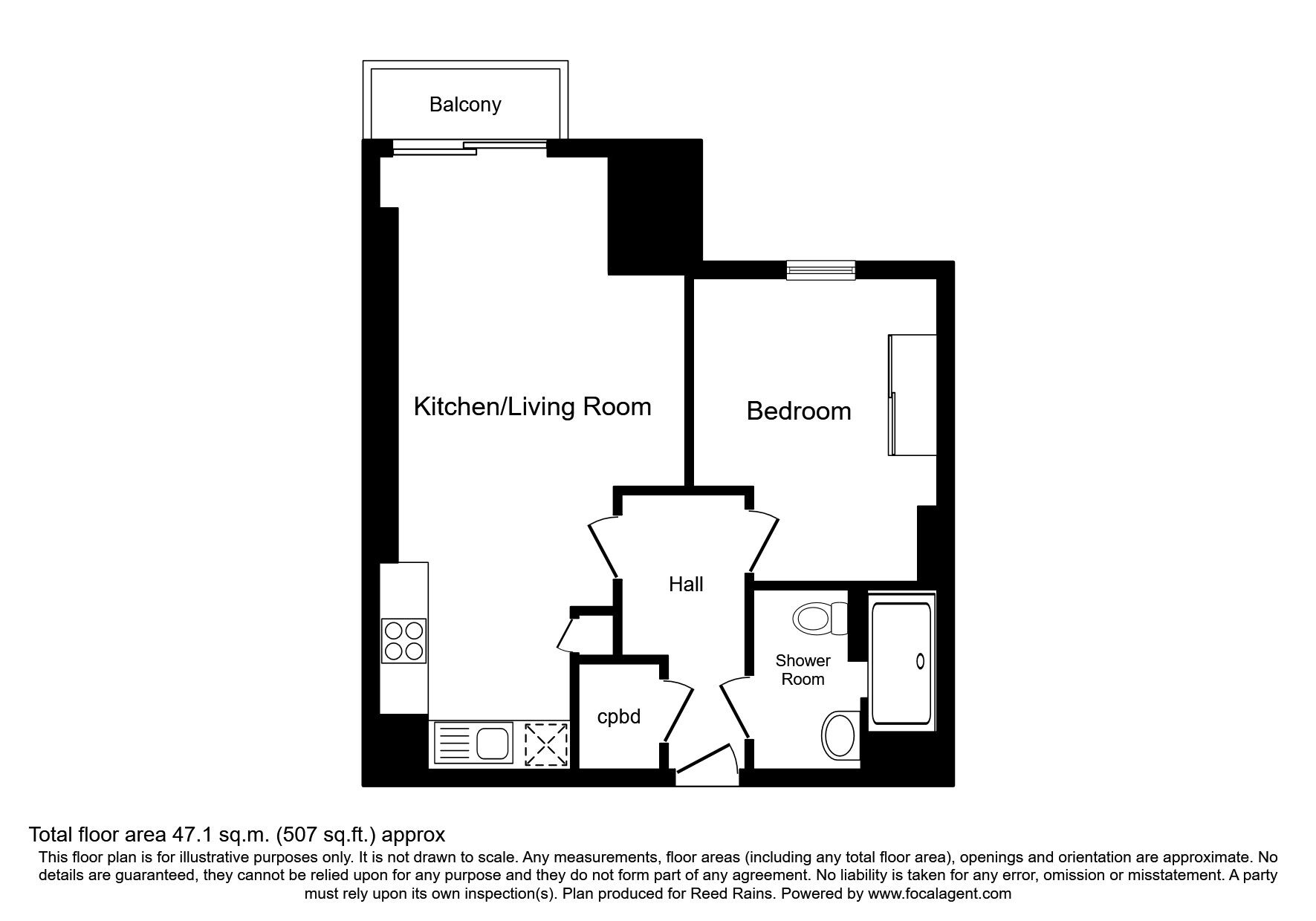 Floorplan of 1 bedroom  Flat to rent, Jefferson Place, 1 Fernie Street, Greater Manchester, M4