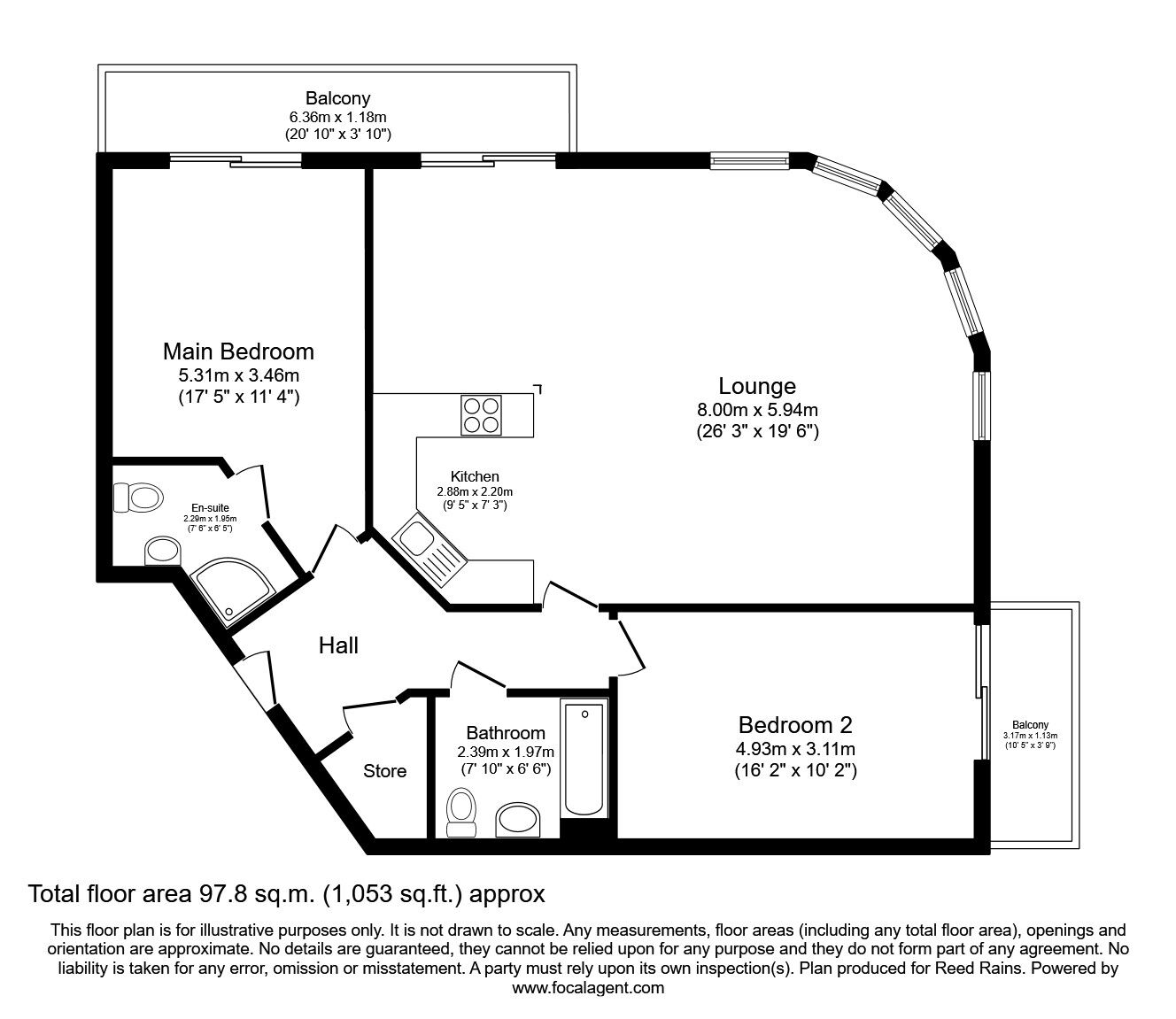 Floorplan of 2 bedroom  Flat to rent, Barnfield House, 1 Salford Approach, Greater Manchester, M3