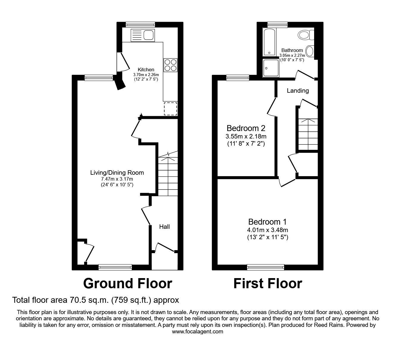 Floorplan of 2 bedroom Mid Terrace House to rent, Rosebery Street, Manchester, Greater Manchester, M14