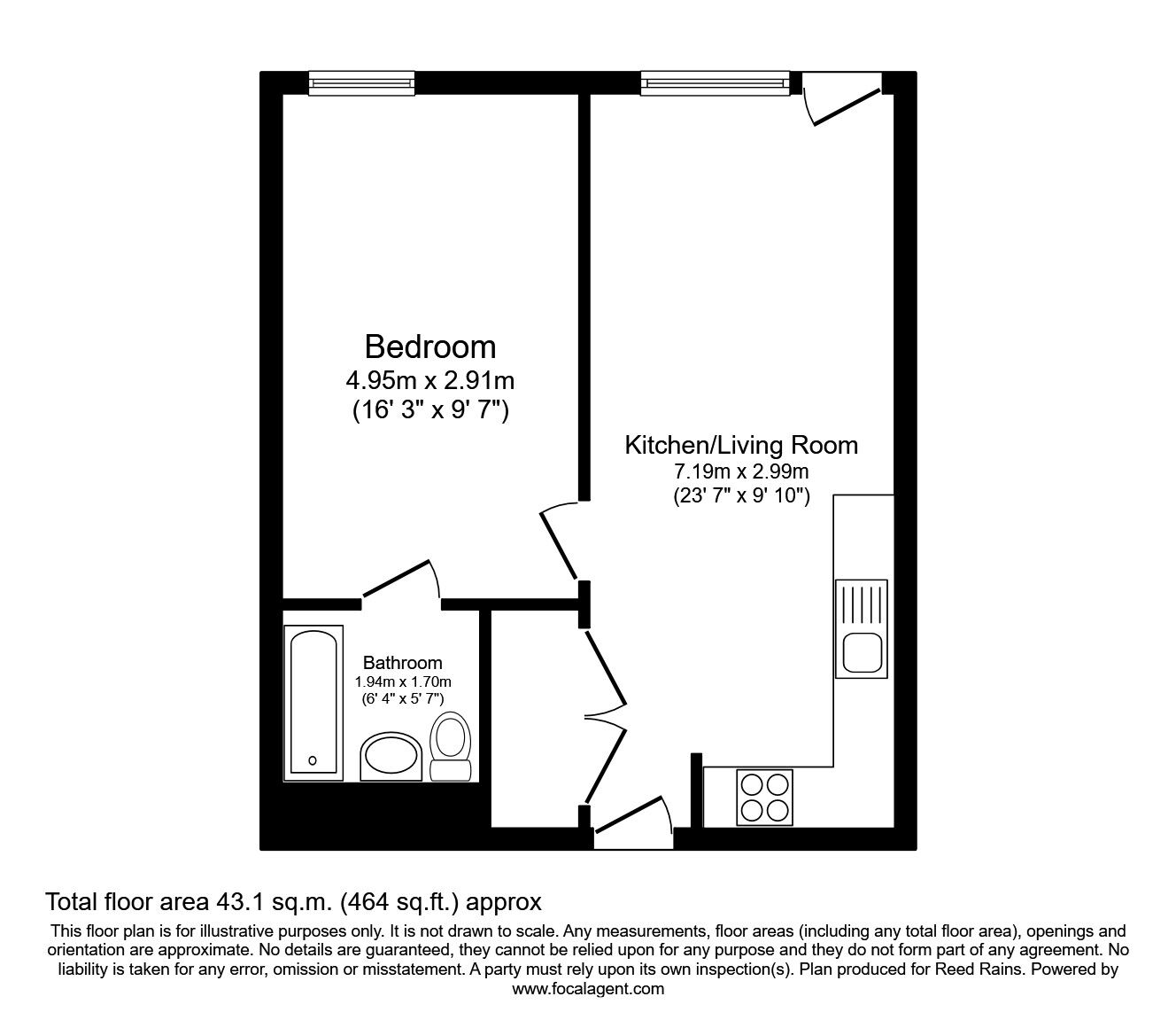 Floorplan of 1 bedroom  Flat to rent, Oxygen Tower, 50 Store Street, Greater Manchester, M1