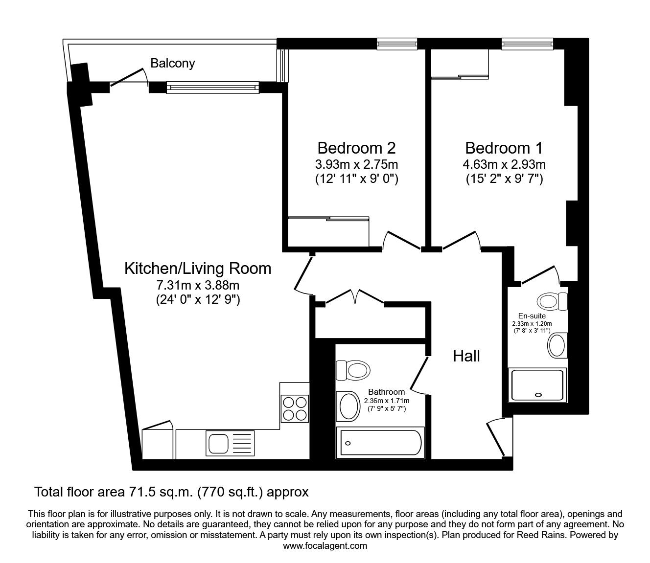 Floorplan of 2 bedroom  Flat to rent, Hallmark Tower, 6 Cheetham Hill Road, Greater Manchester, M4