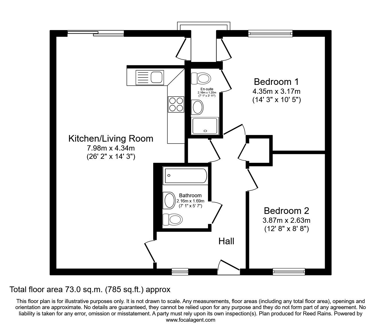 Floorplan of 2 bedroom  Flat to rent, Simpson Street, Manchester, Greater Manchester, M4