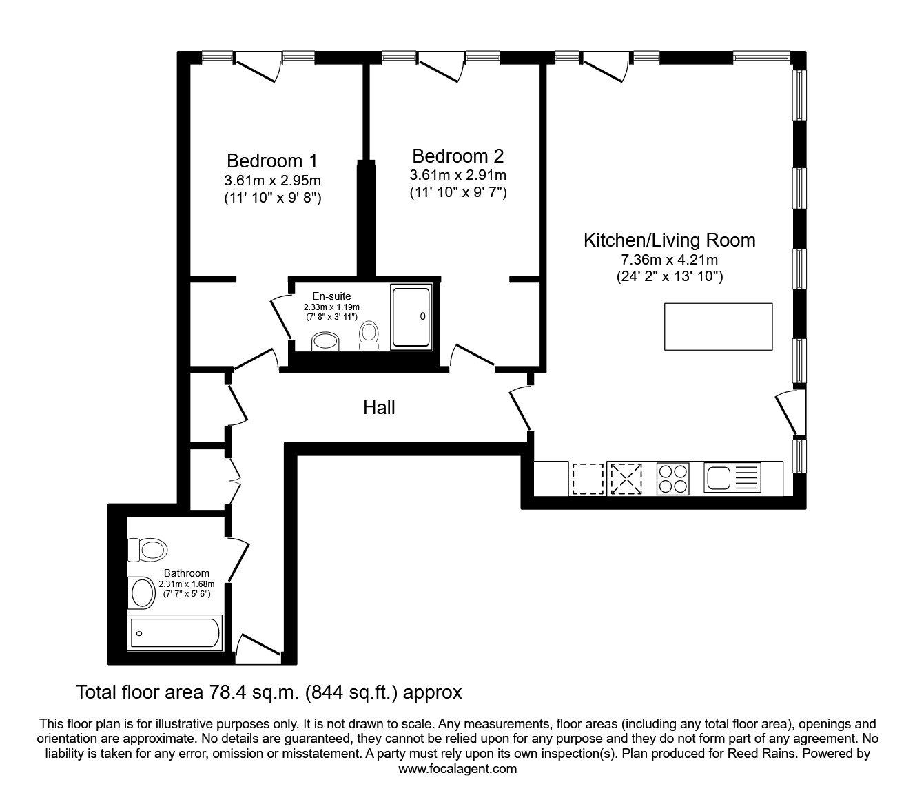 Floorplan of 2 bedroom Flat to rent, Chester Road, Manchester, Greater Manchester, M15