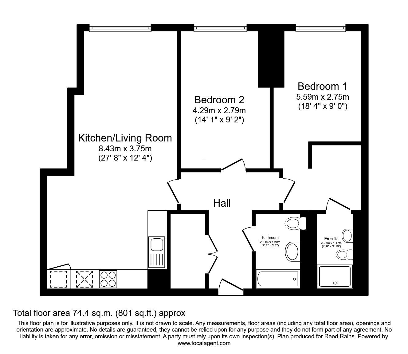 Floorplan of 2 bedroom  Flat to rent, Chester Road, Manchester, Greater Manchester, M15