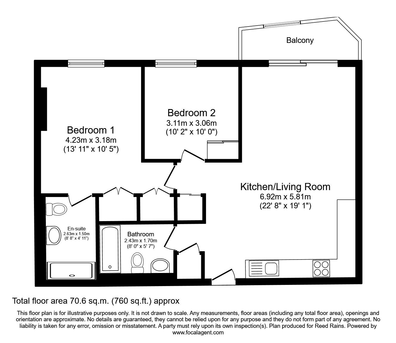 Floorplan of 2 bedroom Flat to rent, Munday Street, Manchester, Greater Manchester, M4