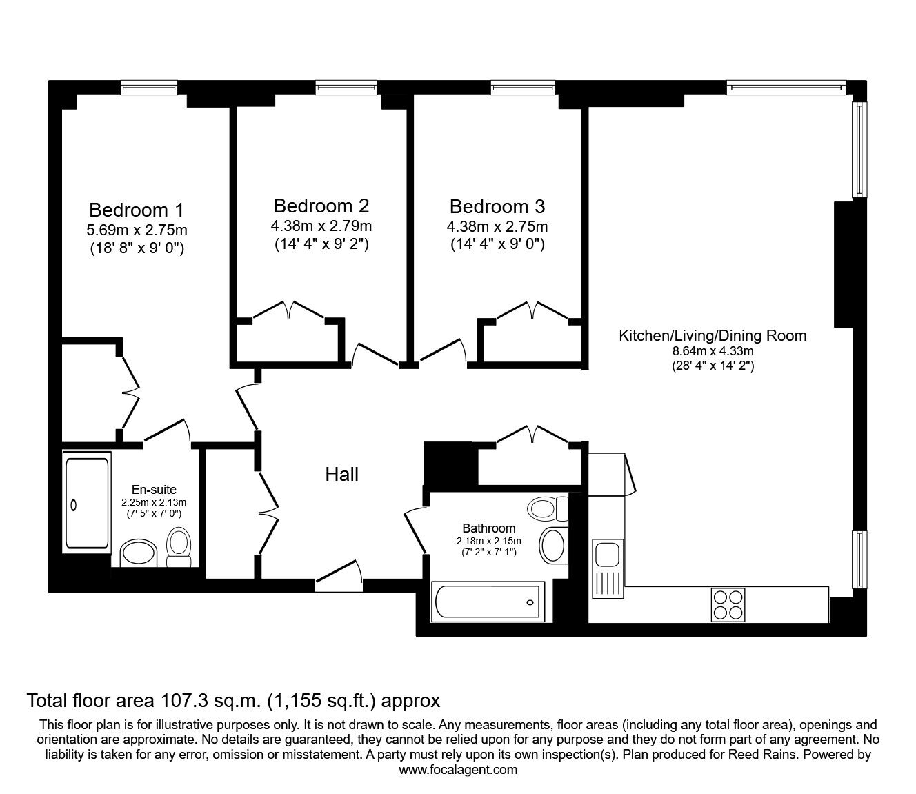 Floorplan of 3 bedroom  Flat to rent, Aspin Lane, Manchester, Greater Manchester, M4