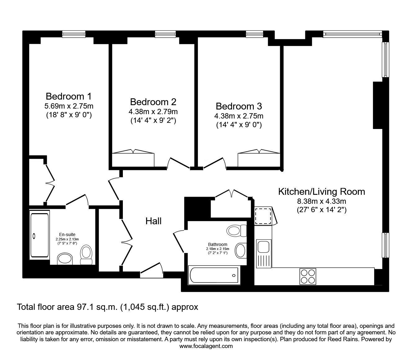 Floorplan of 3 bedroom  Flat to rent, Aspin Lane, Manchester, Greater Manchester, M4