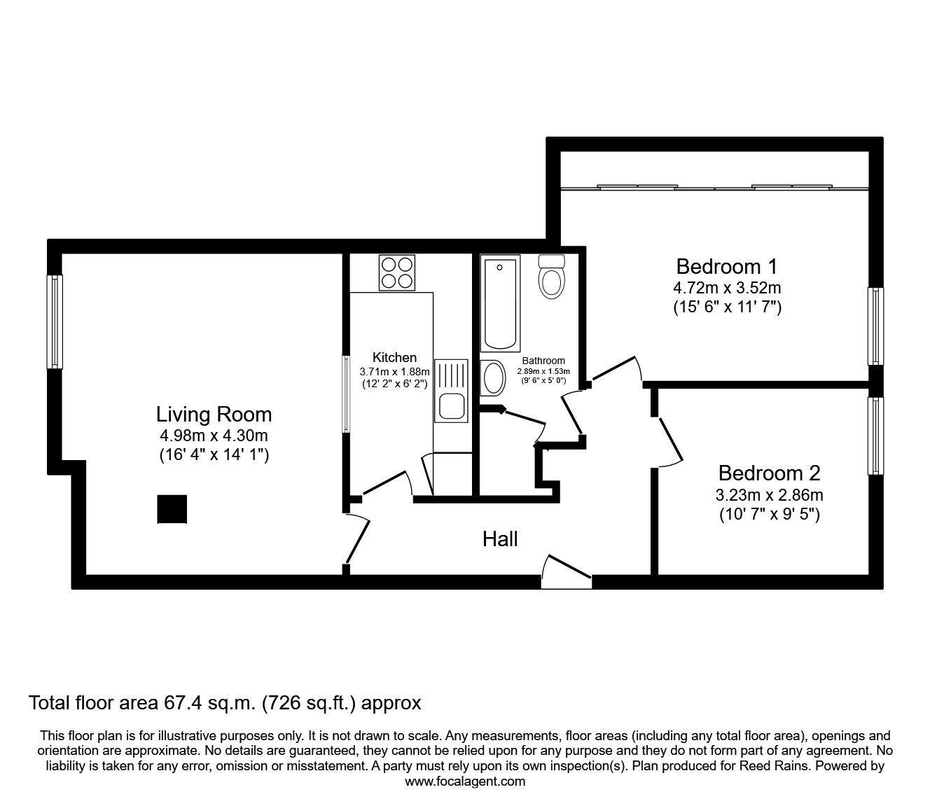 Floorplan of 2 bedroom  Flat to rent, Sackville Place, Bombay Street, Greater Manchester, M1