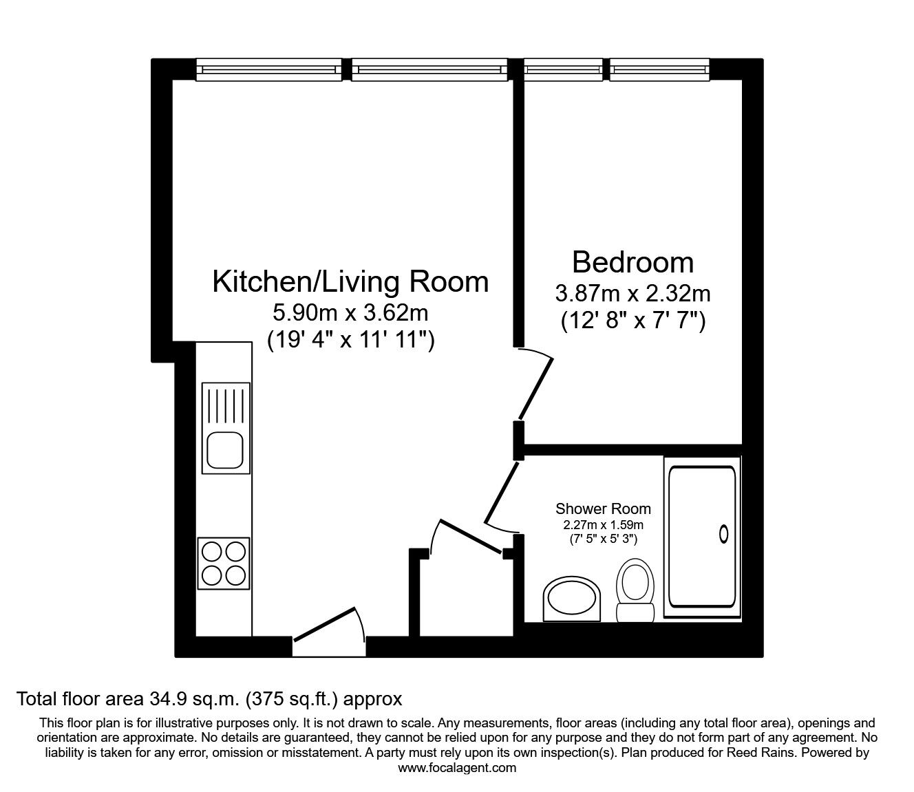 Floorplan of 1 bedroom  Flat to rent, Munday Street, Manchester, Greater Manchester, M4