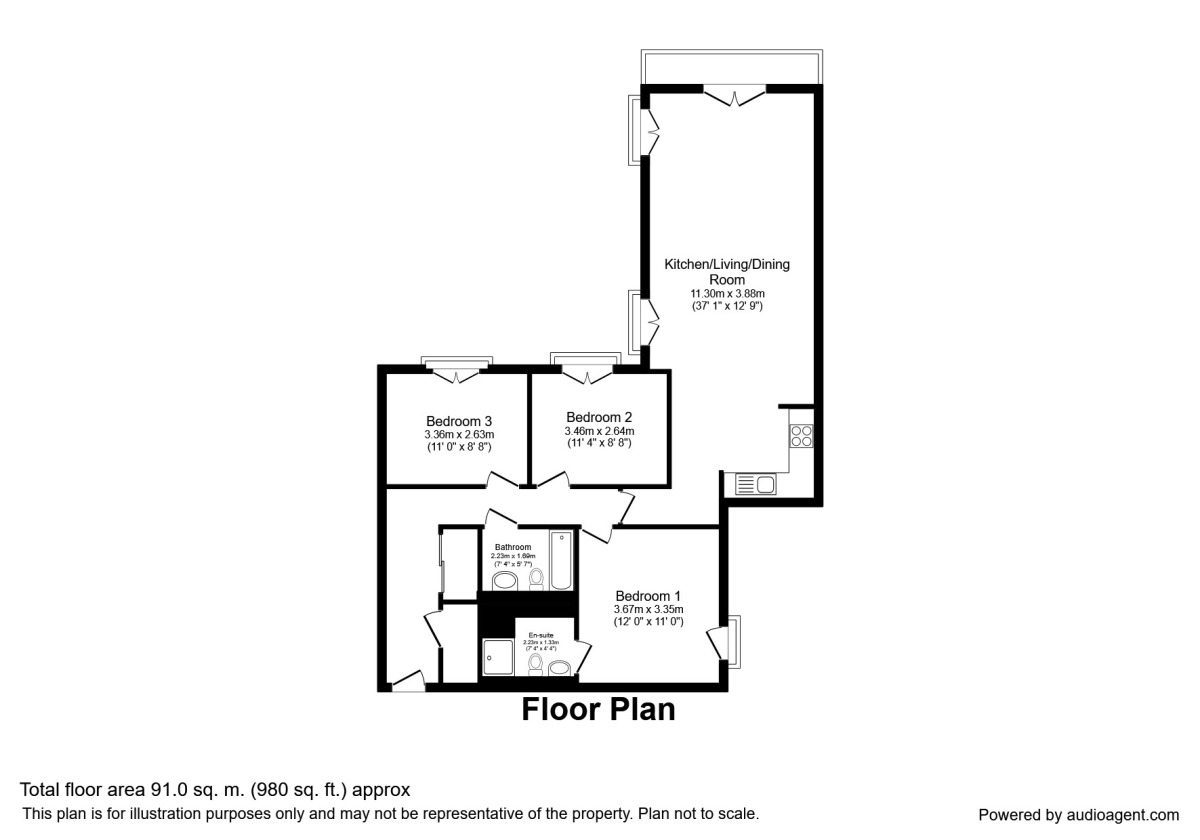 Floorplan of 3 bedroom  Flat to rent, Piccadilly Place, Manchester, M1