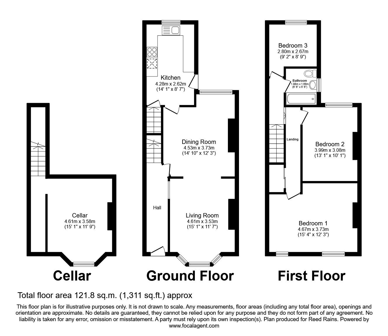 Floorplan of 3 bedroom Mid Terrace House to rent, Ashley Lane, Manchester, Greater Manchester, M9