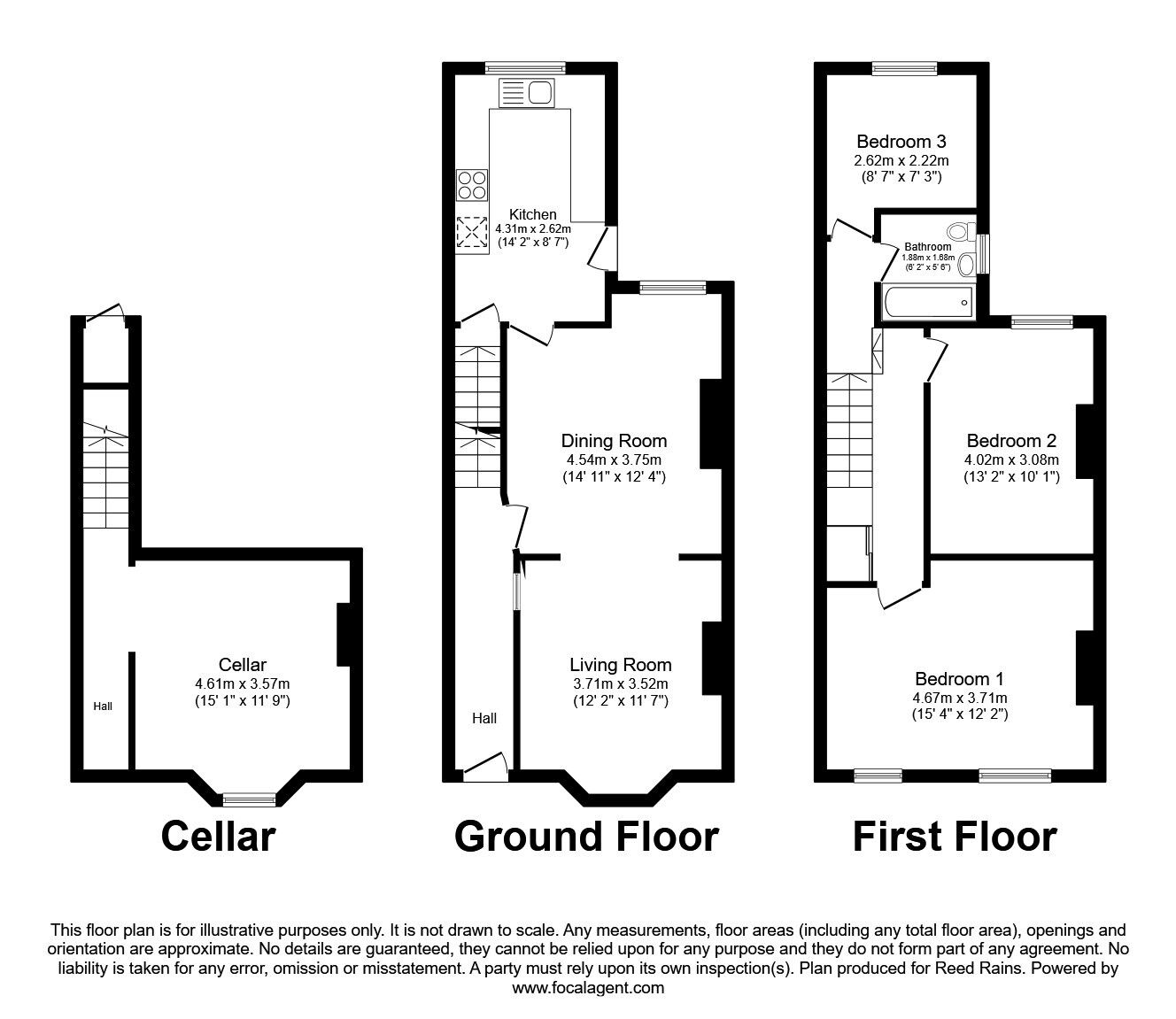 Floorplan of 3 bedroom Mid Terrace House to rent, Ashley Lane, Manchester, Greater Manchester, M9