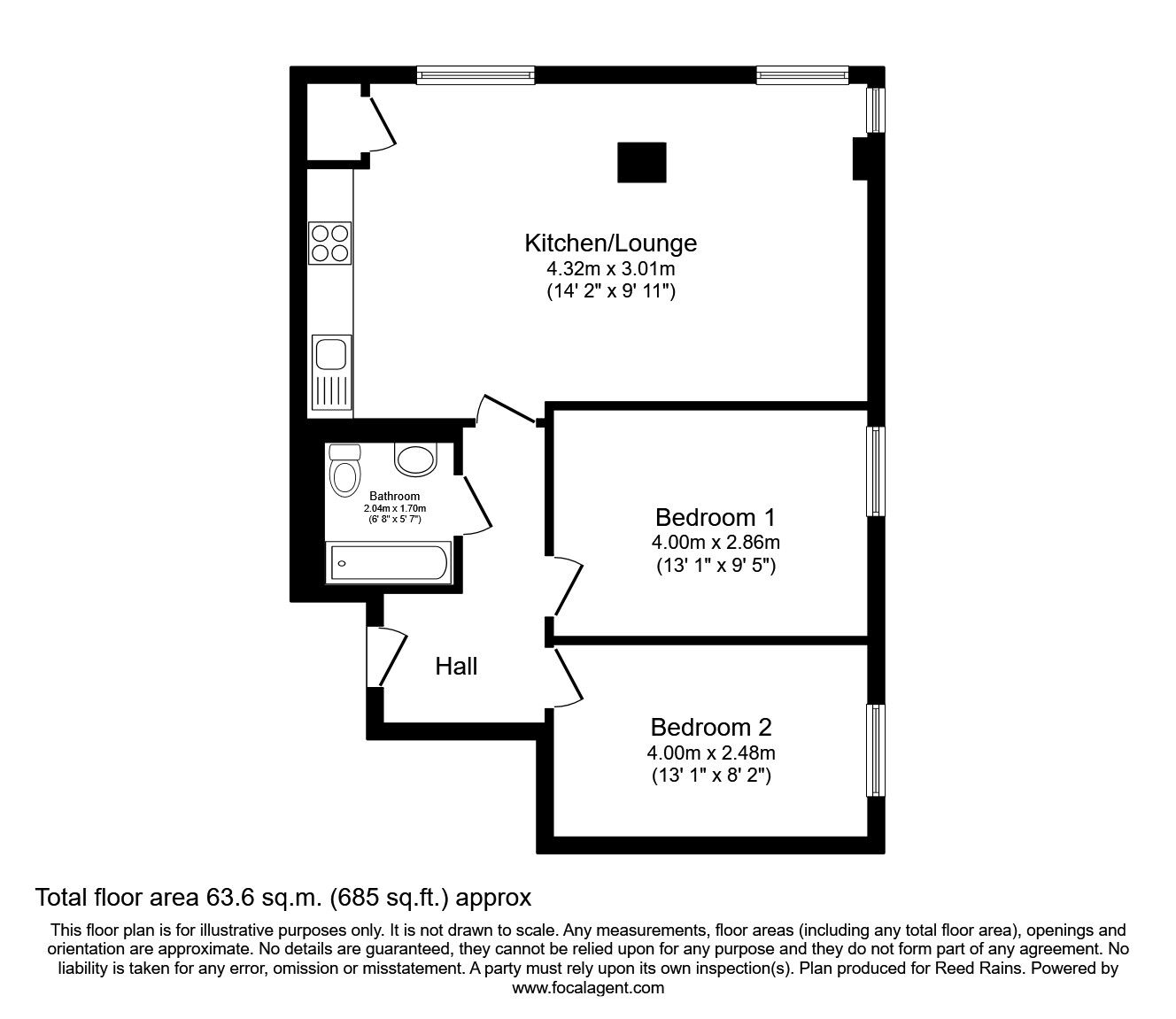 Floorplan of 2 bedroom Flat to rent, Emmeline, 17 Dalton Street, Greater Manchester, M40