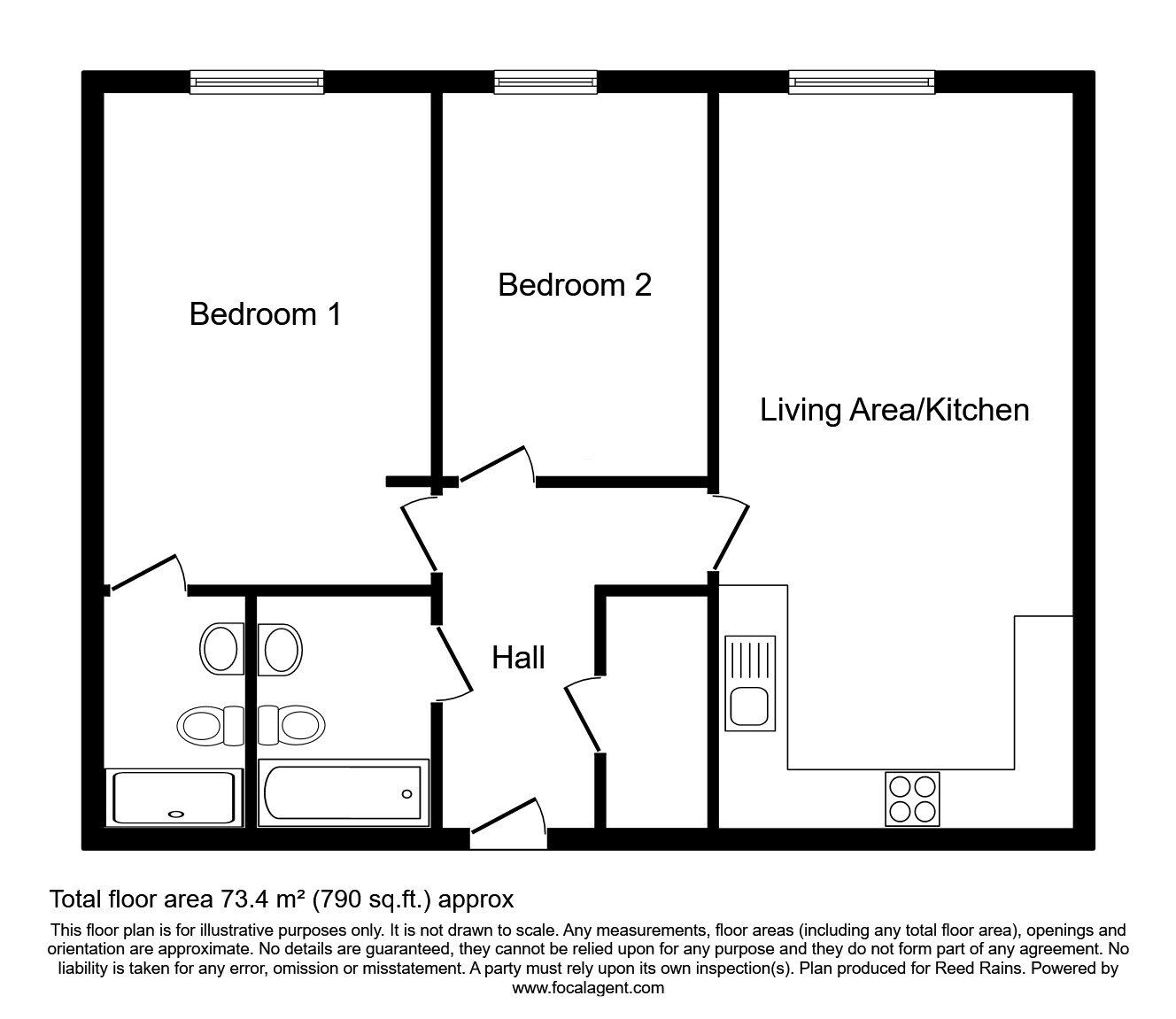 Floorplan of 2 bedroom  Flat for sale, Nuovo Apartments, 59 Great Ancoats Street, Manchester, M4