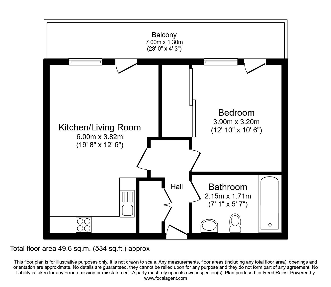 Floorplan of 1 bedroom Flat to rent, Block 3 Spectrum, Blackfriars Road, Greater Manchester, M3