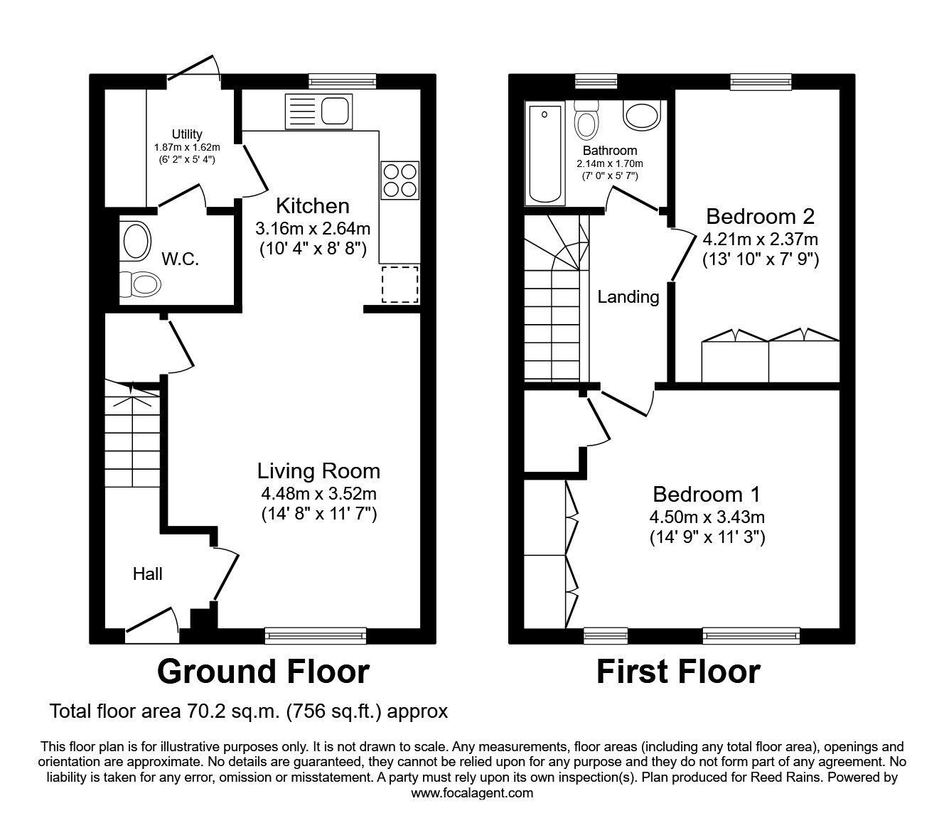 Floorplan of 2 bedroom Mid Terrace House to rent, Redcliffe Drive, Manchester, Greater Manchester, M4