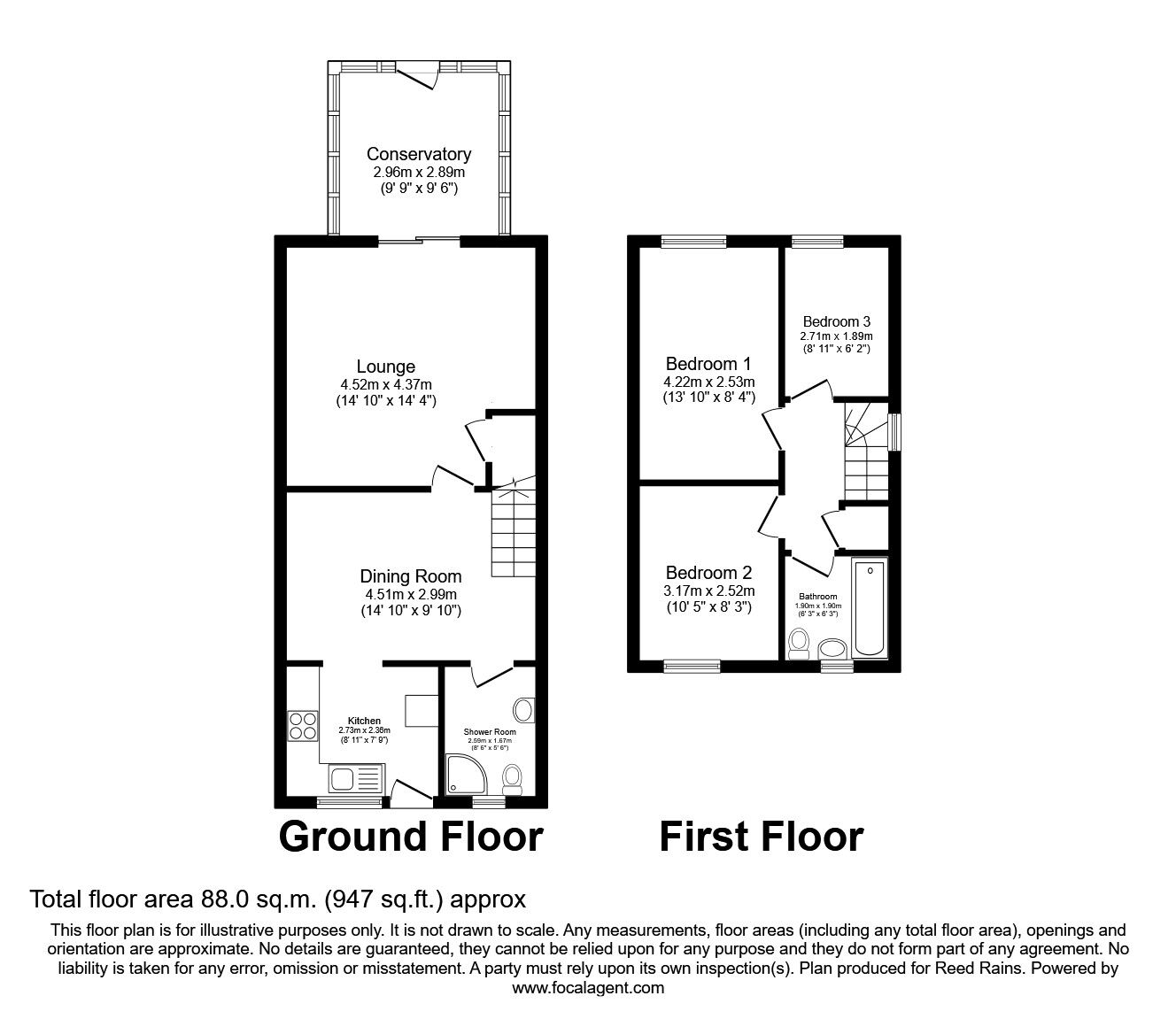 Floorplan of 3 bedroom Semi Detached House to rent, Poplin Drive, Salford, Greater Manchester, M3