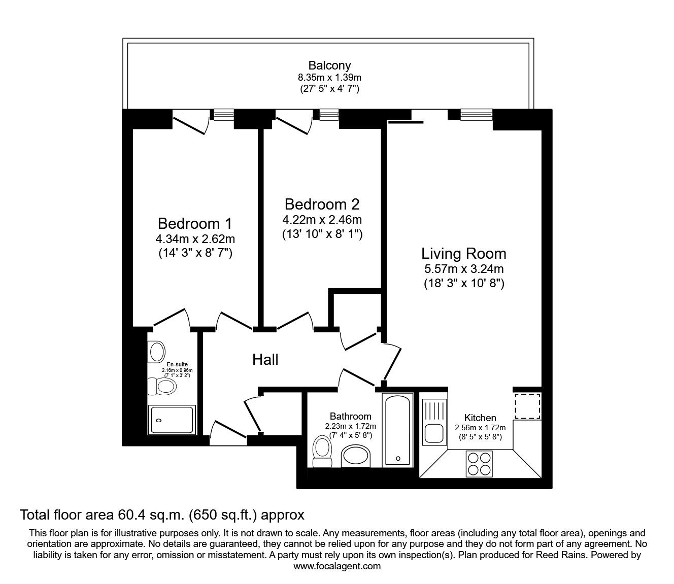 Floorplan of 2 bedroom  Flat to rent, Kelso Place, Manchester, Greater Manchester, M15