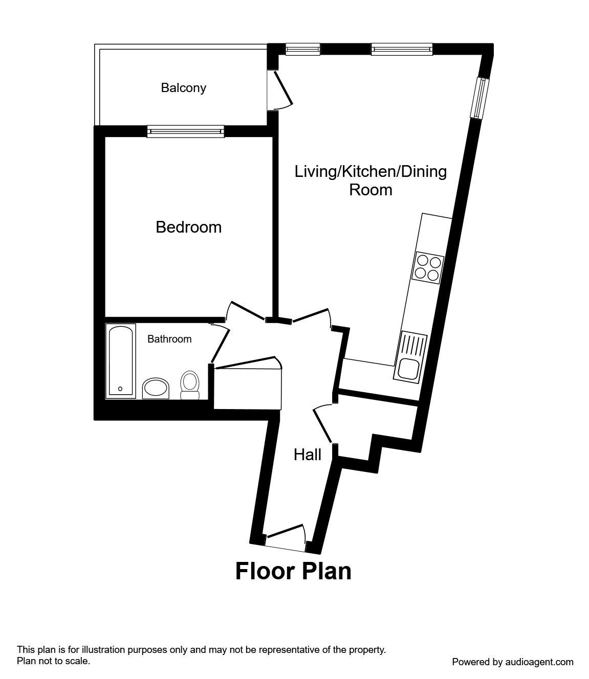 Floorplan of 1 bedroom  Flat for sale, The Quays, Salford, M50