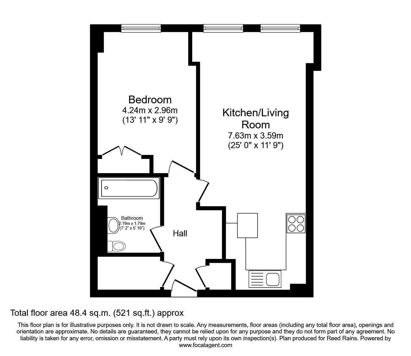 Floorplan of 1 bedroom  Flat to rent, Whitworth Street West, Manchester, Greater Manchester, M1