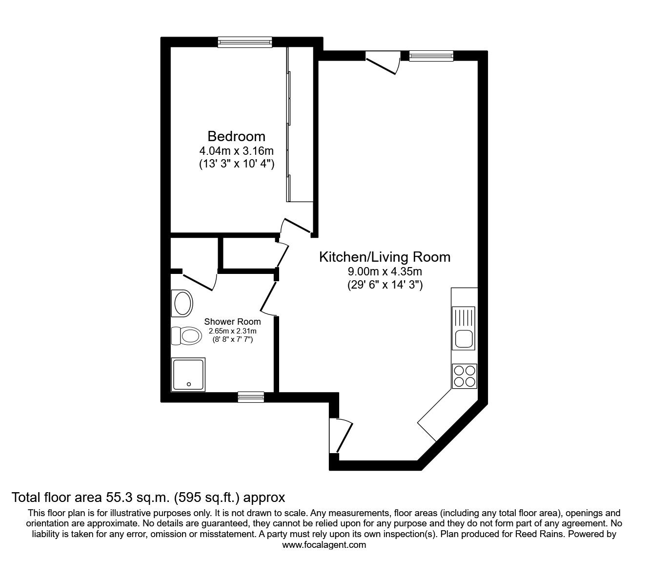 Floorplan of 1 bedroom Flat to rent, Ashton Old Road, Manchester, Greater Manchester, M11