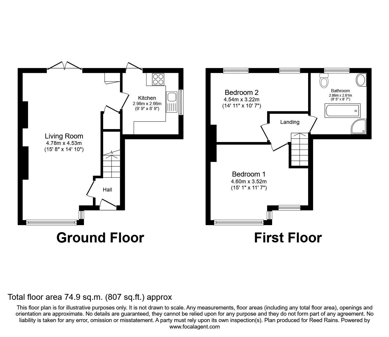 Floorplan of 2 bedroom Semi Detached House to rent, Tree Avenue, Droylsden, Greater Manchester, M43