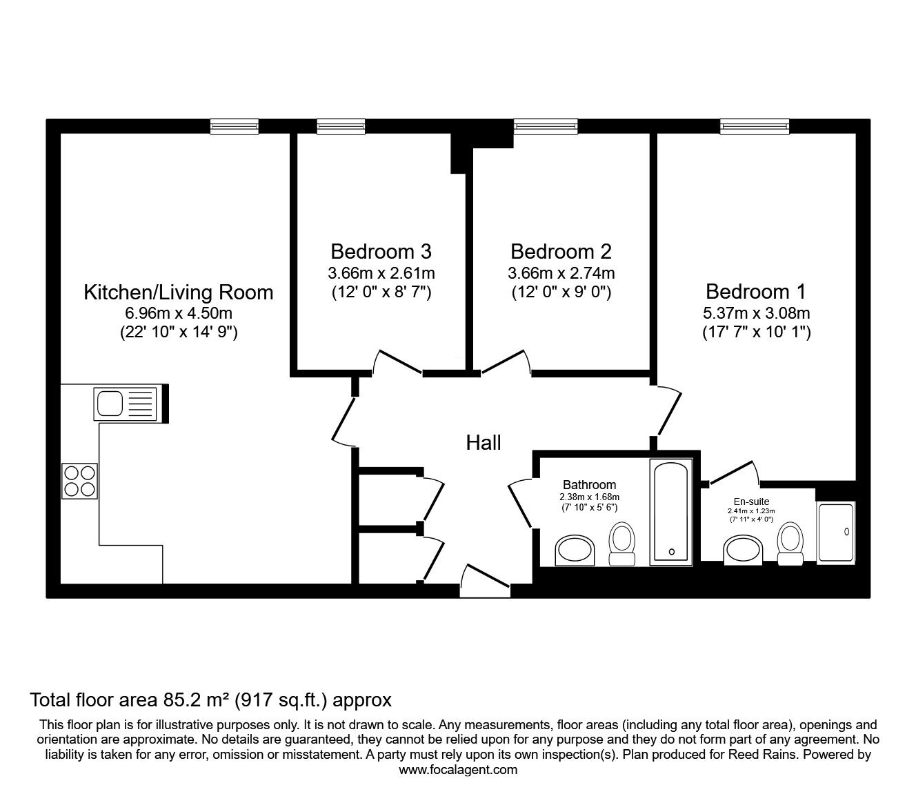Floorplan of 3 bedroom  Flat for sale, Michigan Point Tower B, 11 Michigan Avenue, Salford, M50
