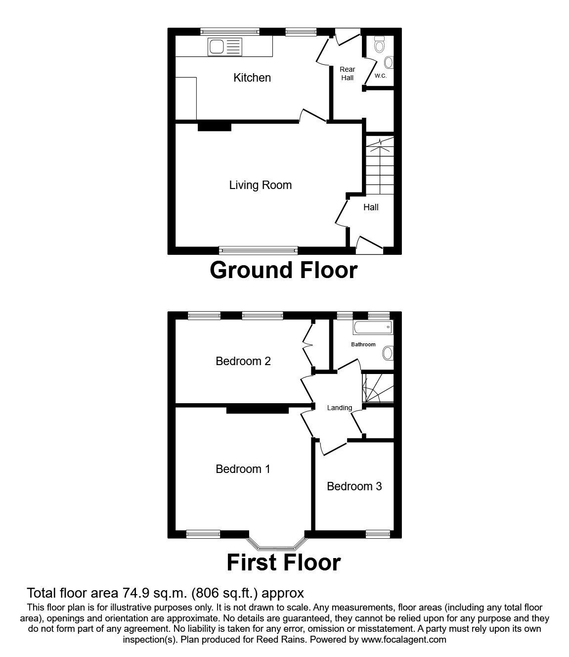 Floorplan of 3 bedroom  House to rent, Lightbowne Road, Manchester, Greater Manchester, M40