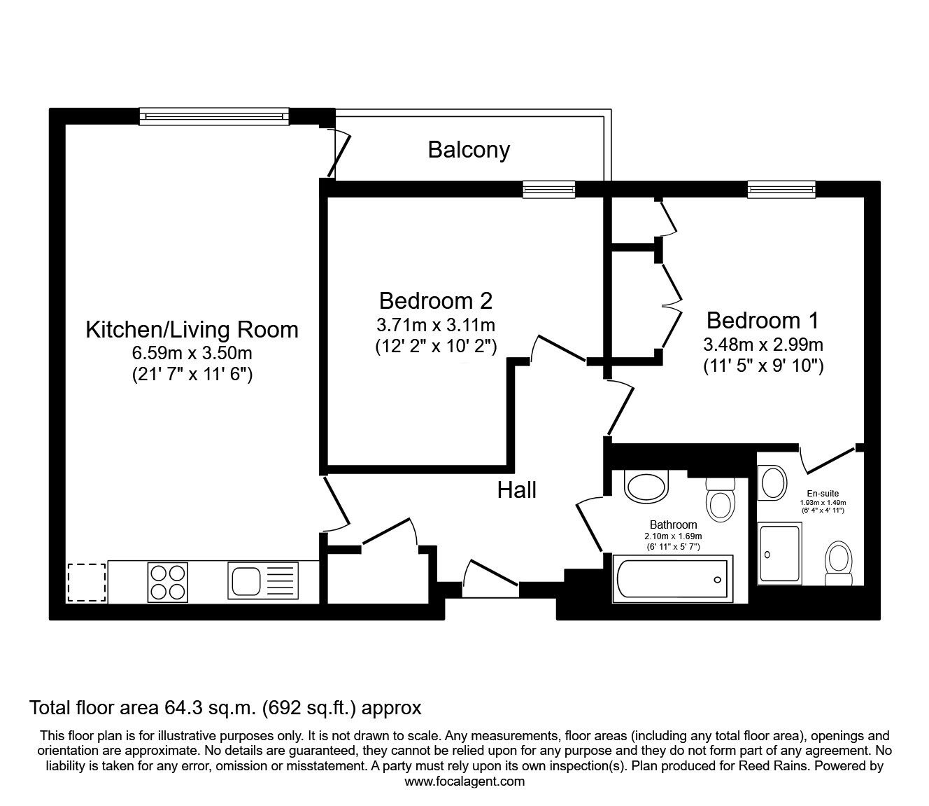 Floorplan of 2 bedroom  Flat to rent, Water Street, Manchester, Greater Manchester, M3