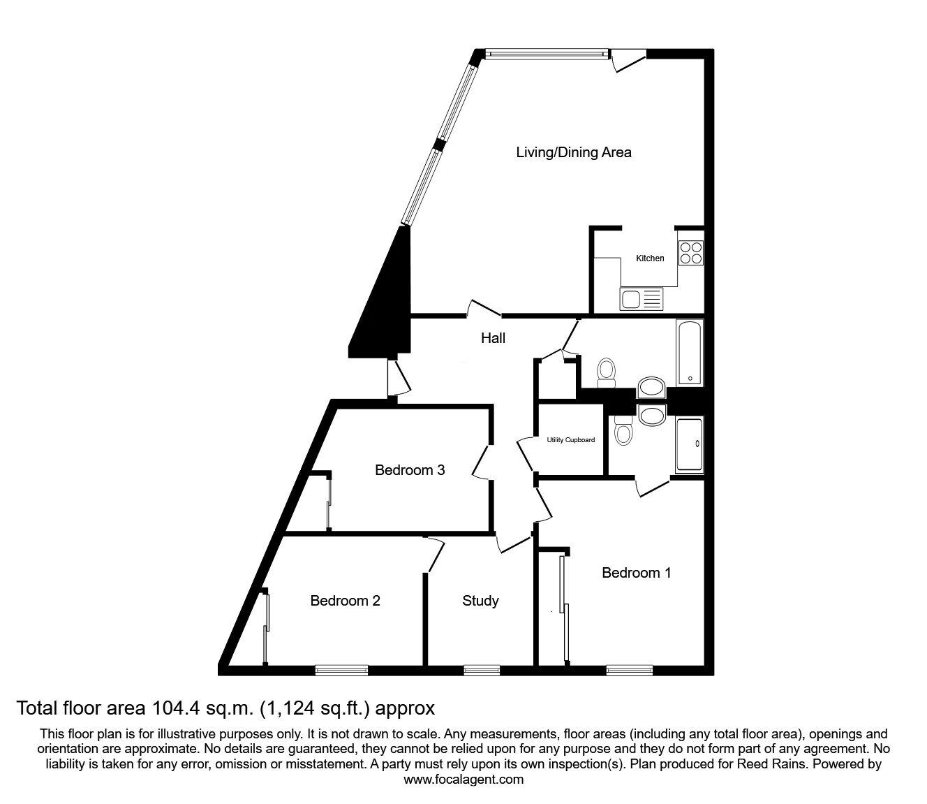 Floorplan of 3 bedroom  Flat for sale, Whitworth Street West, Manchester, M1