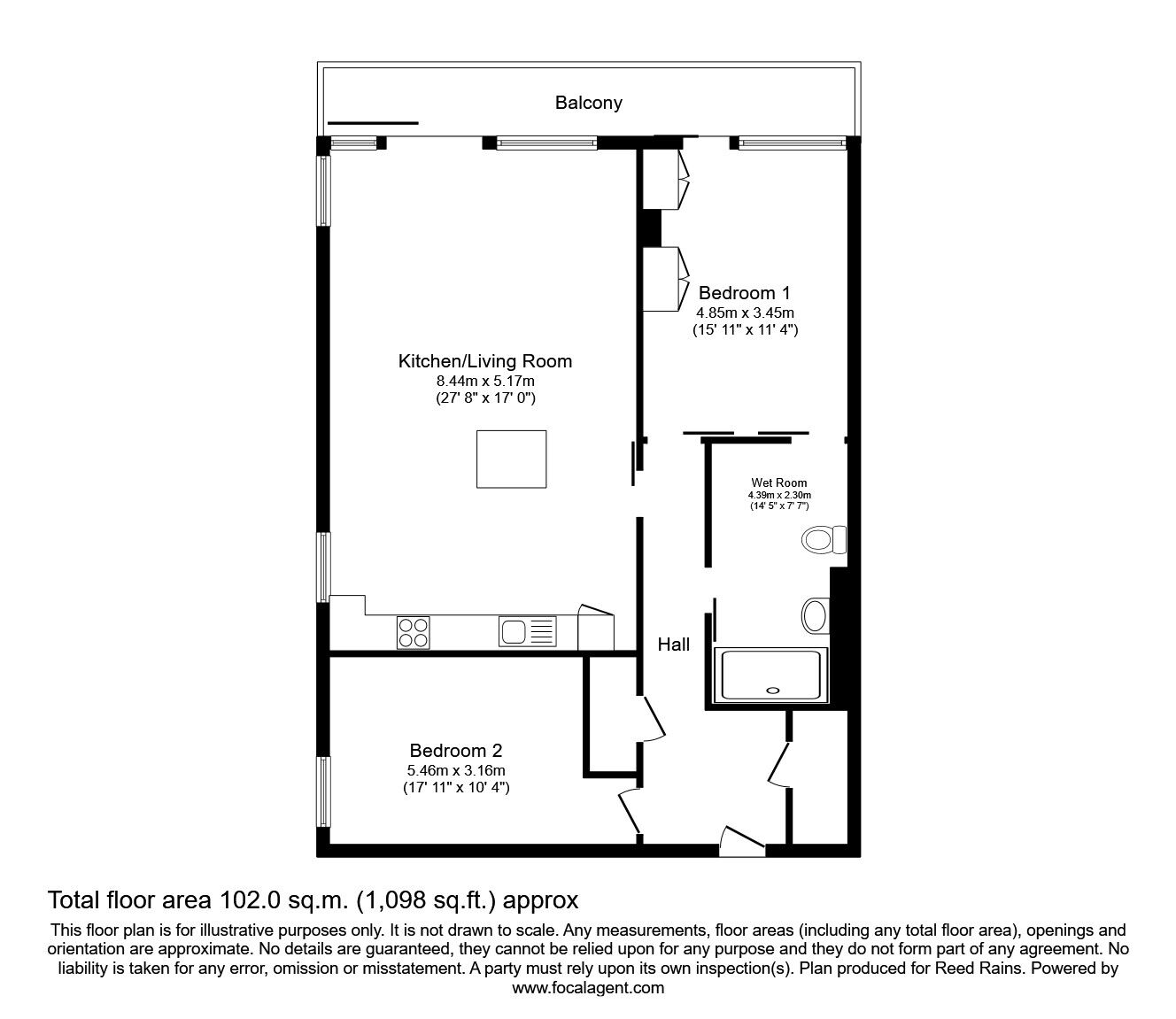 Floorplan of 2 bedroom Flat for sale, The Quays, Salford, M50