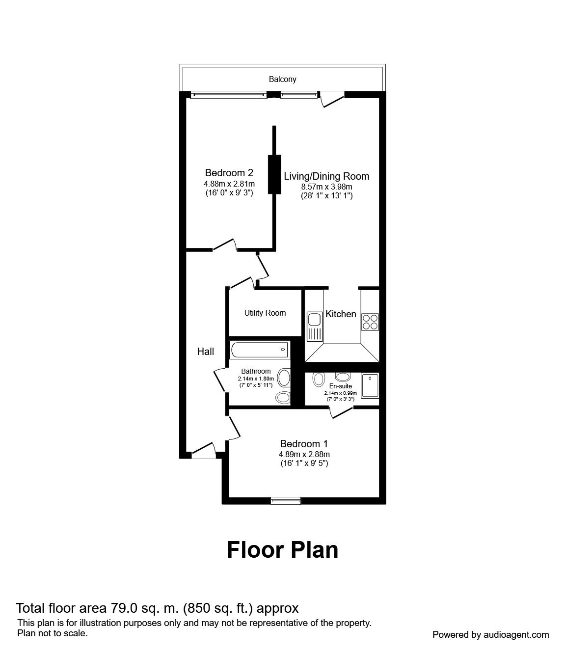 Floorplan of 2 bedroom  Flat to rent, Whitworth Street West, Manchester, Greater Manchester, M1