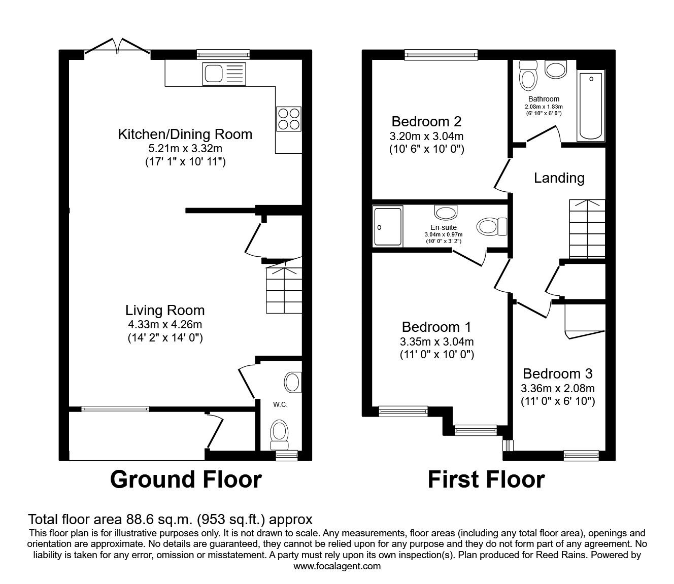 Floorplan of 3 bedroom Mid Terrace House to rent, Commonwealth Avenue, Manchester, Greater Manchester, M11