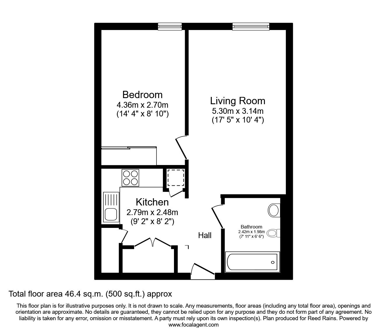 Floorplan of 1 bedroom Flat to rent, New Kings Head Yard, Salford, Greater Manchester, M3