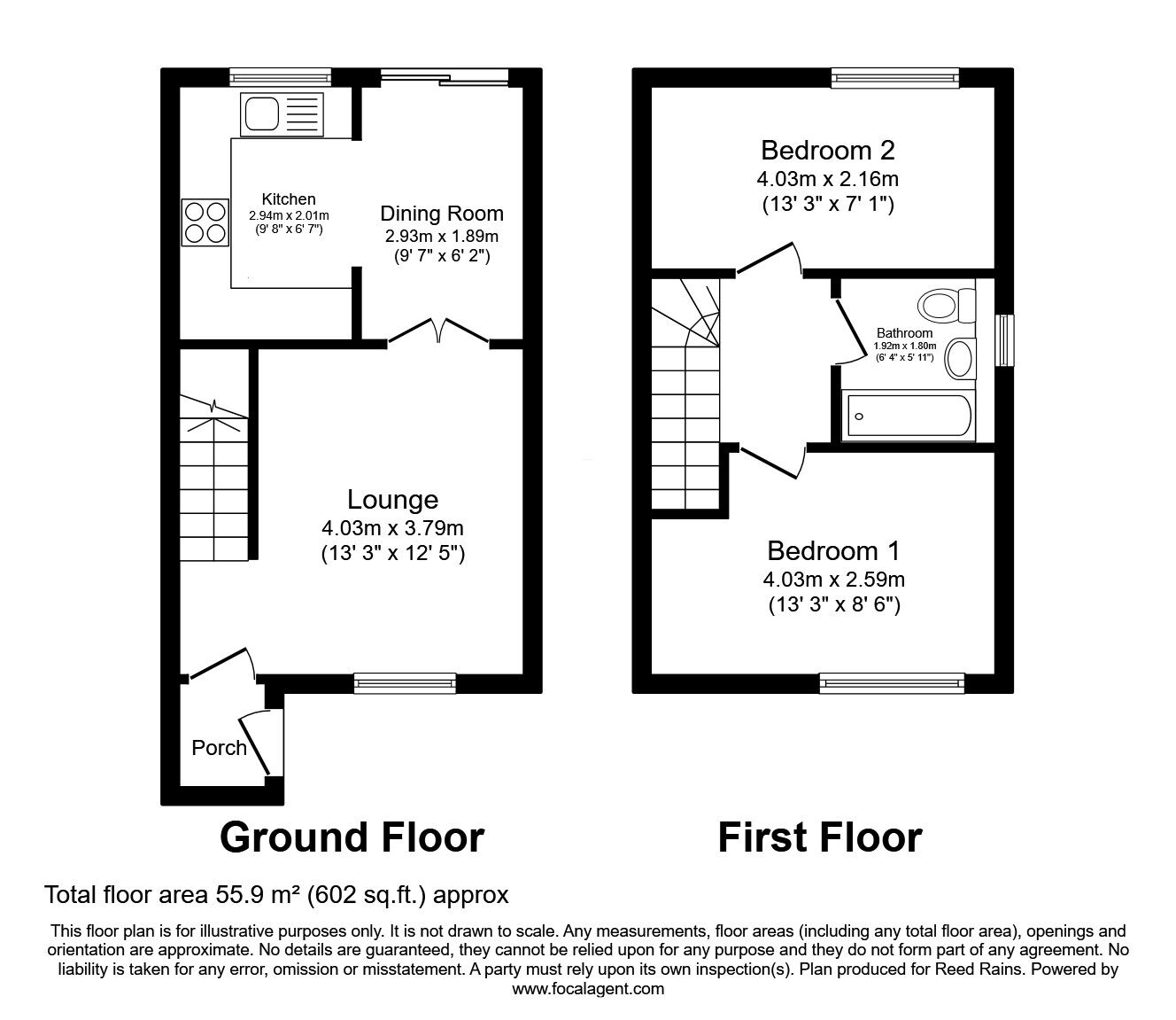 Floorplan of 2 bedroom Mid Terrace House to rent, Reading Close, Manchester, Greater Manchester, M11