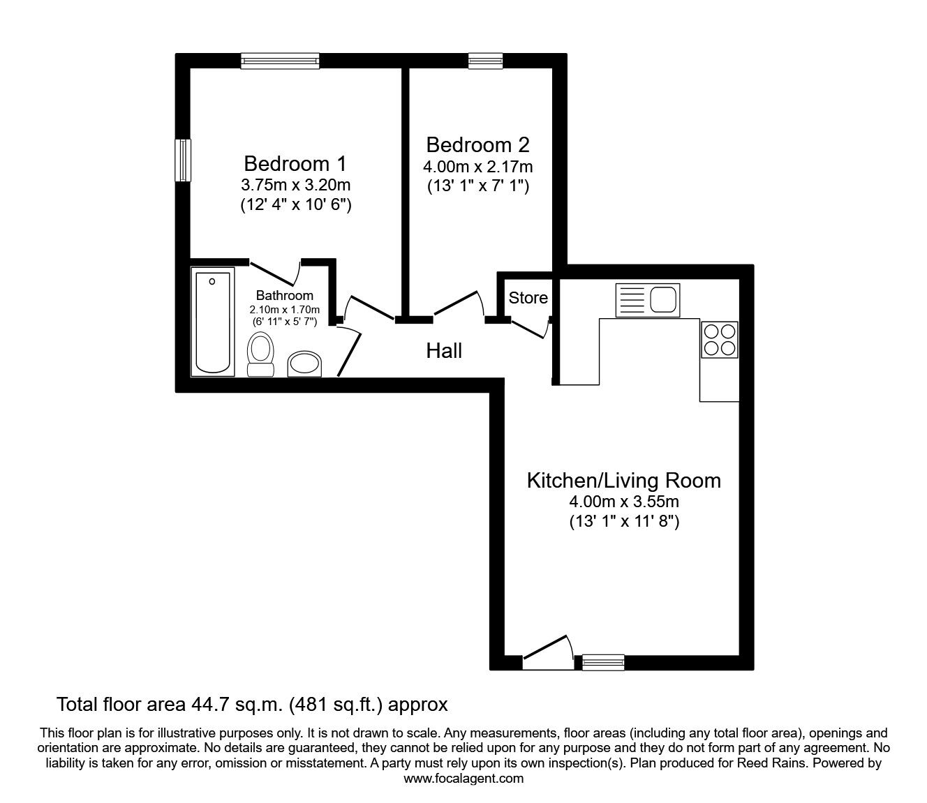 Floorplan of 2 bedroom  Flat to rent, Queen Street, Salford, Greater Manchester, M3