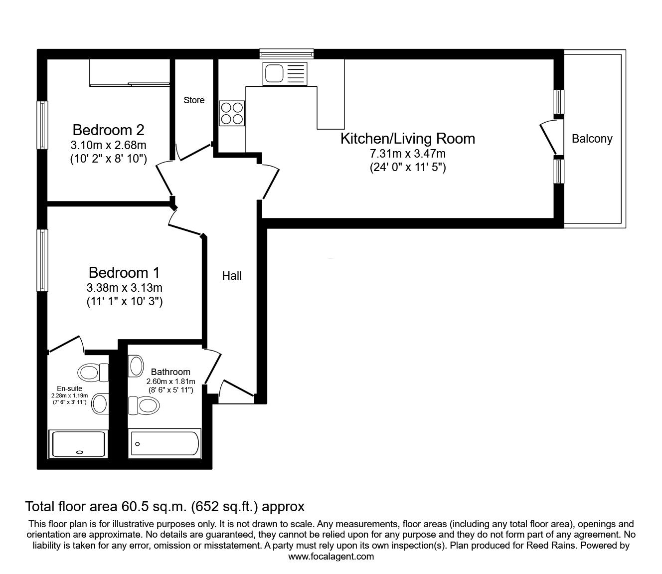Floorplan of 2 bedroom  Flat to rent, Denmark Road, Manchester, Greater Manchester, M15