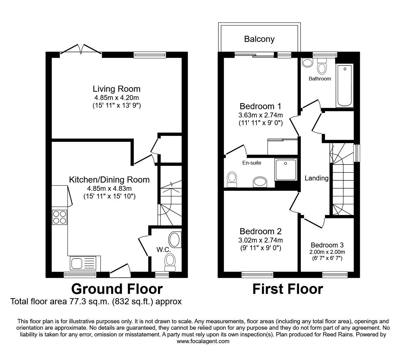 Floorplan of 3 bedroom End Terrace House for sale, Stillwater Drive, Manchester, M11